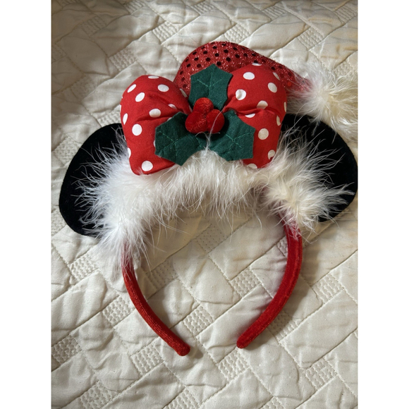 Disney Accessories - Walt Disney Minnie Mouse Red Sequin Christmas Hat Headband